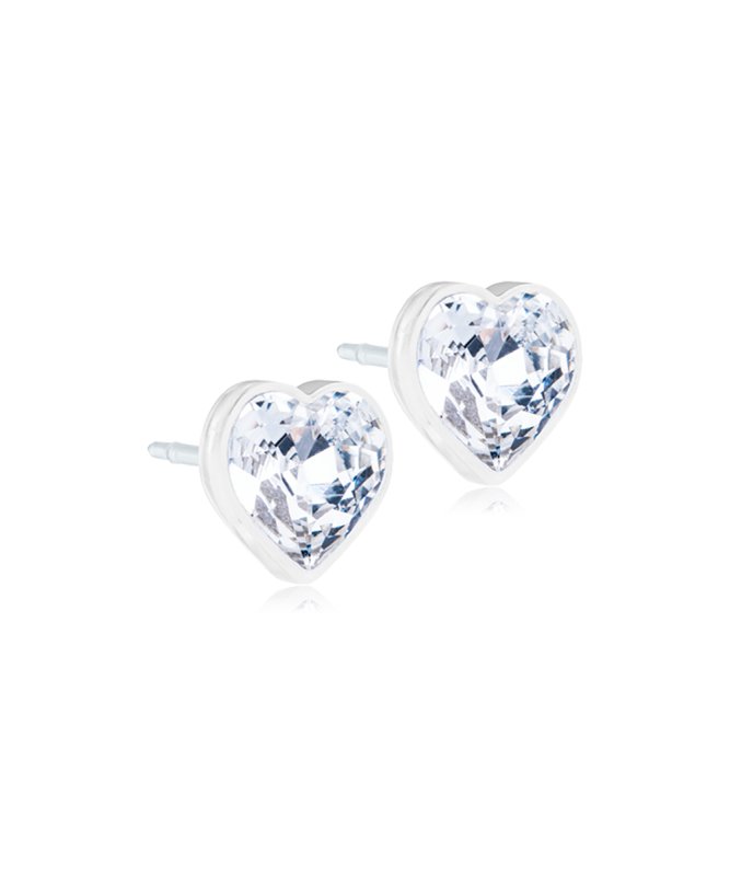Oorbellen Blomdahl medical plastic hartje crystal (incl. achterkantjes) - Staartjes en Strikjes