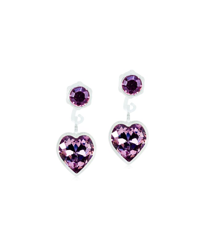 Oorbellen Blomdahl medical plastic hartje hangend paars (incl. achterkantjes) - Staartjes en Strikjes