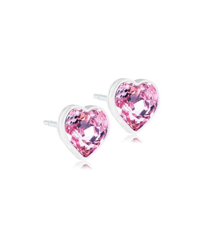 Oorbellen Blomdahl medical plastic hartje licht roze (incl. achterkantjes) - Staartjes en Strikjes