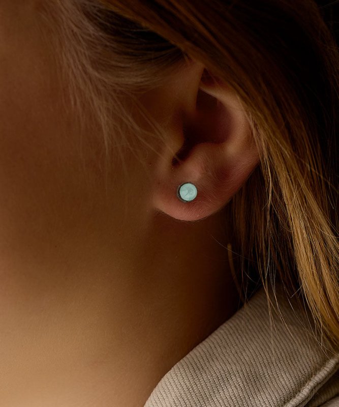 Oorbellen Blomdahl medical plastic knopje soft mint 6 mm. - Staartjes en Strikjes