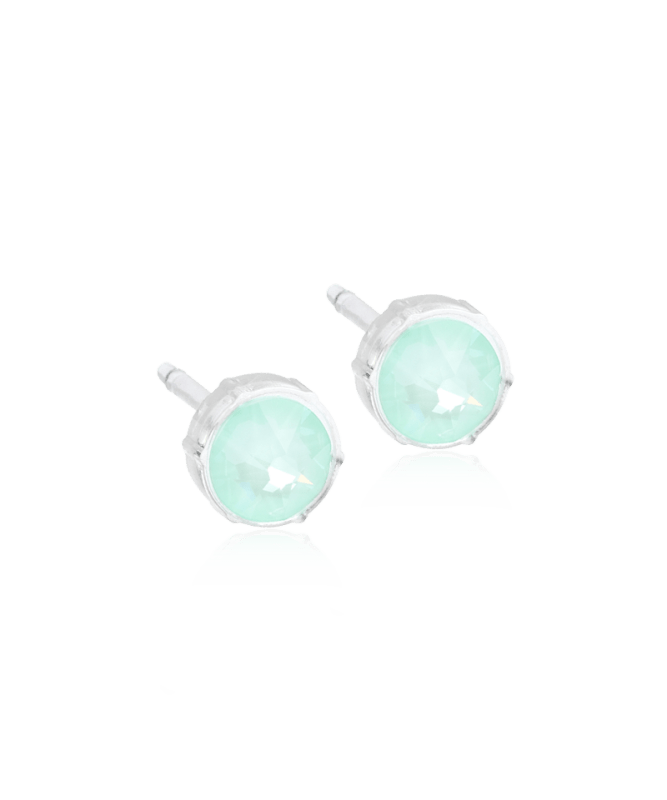 Oorbellen Blomdahl medical plastic knopje soft mint 6 mm. - Staartjes en Strikjes