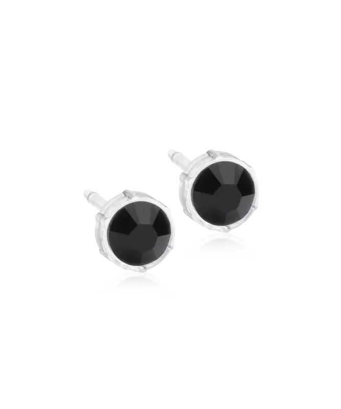 Oorbellen Blomdahl medical plastic knopje zwart 6 mm. - Staartjes en Strikjes