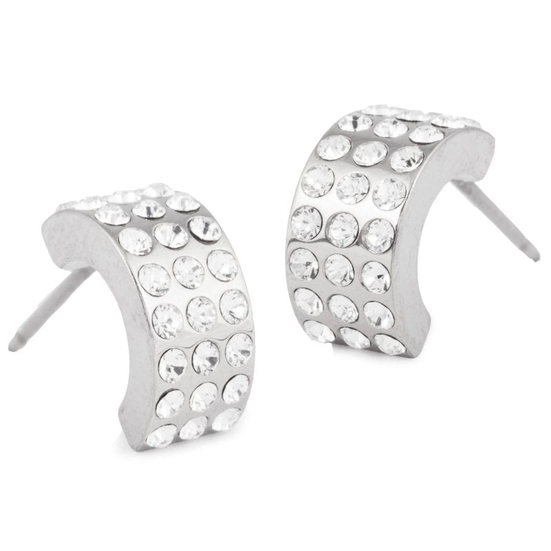 Oorbellen Blomdahl titanium boog 10 mm. met crystal (incl. achterkantjes) - Staartjes en Strikjes