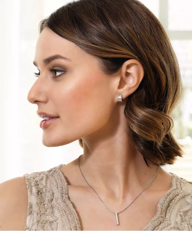 Oorbellen Blomdahl titanium boog 10 mm. met crystal (incl. achterkantjes) - Staartjes en Strikjes