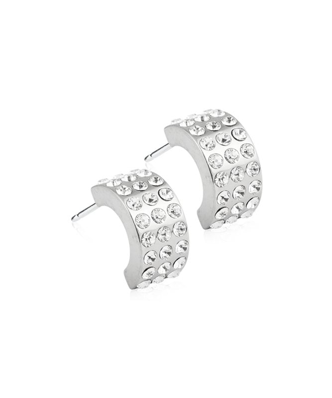 Oorbellen Blomdahl titanium boog 10 mm. met crystal (incl. achterkantjes) - Staartjes en Strikjes