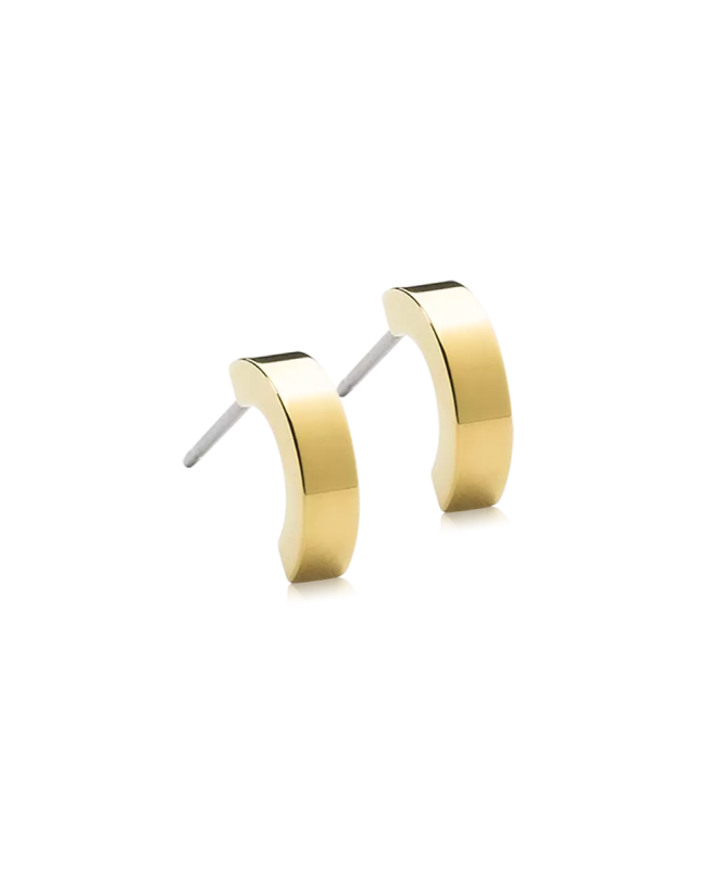 Oorbellen Blomdahl titanium boogje goudkleurig 10 mm. (incl. achterkantjes) - Staartjes en Strikjes