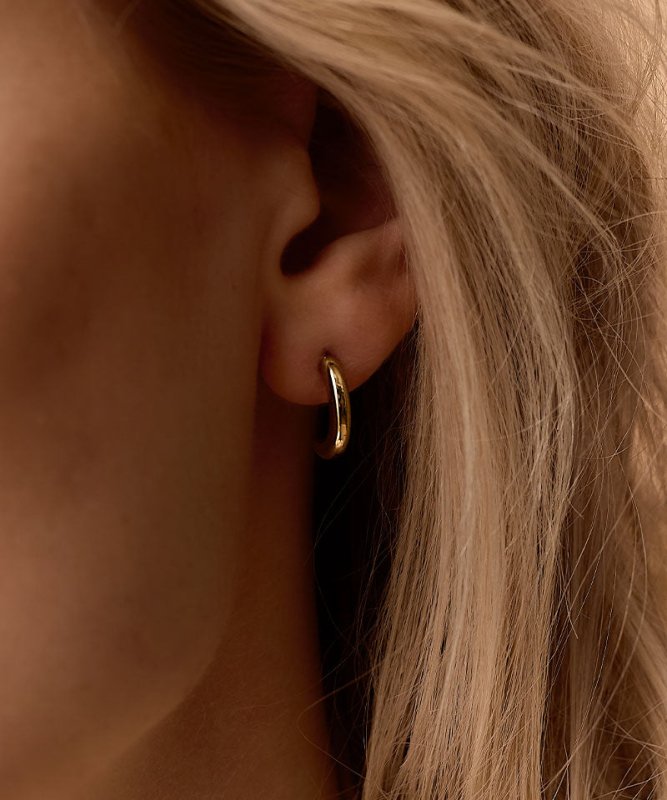 Oorbellen Blomdahl titanium boogje goudkleurig 15 mm (incl. achterkantjes) - Staartjes en Strikjes