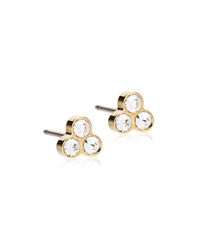 Oorbellen Blomdahl titanium goudkleurig klavertje - 6 mm. - Staartjes en Strikjes