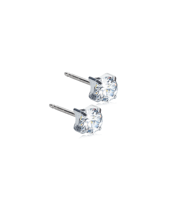 Oorbellen Blomdahl titanium knopje 5 mm. zirconiasteentje (incl. achterkantjes) - Staartjes en Strikjes