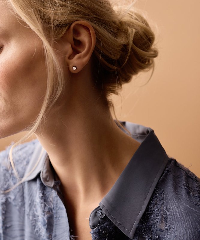 Oorbellen Blomdahl titanium knopje 6 mm. zirconiasteentje - Staartjes en Strikjes