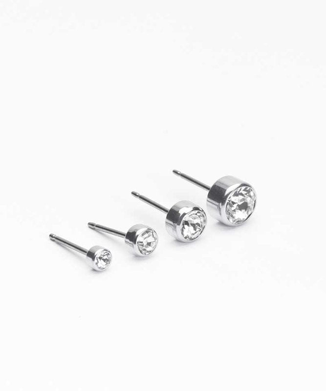 Oorbellen Blomdahl titanium knopje crystal 6 mm. (incl. achterkantjes) - Staartjes en Strikjes