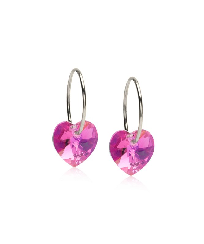 Oorbellen Blomdahl titanium oorringen 14 mm. hartje roze - Staartjes en Strikjes