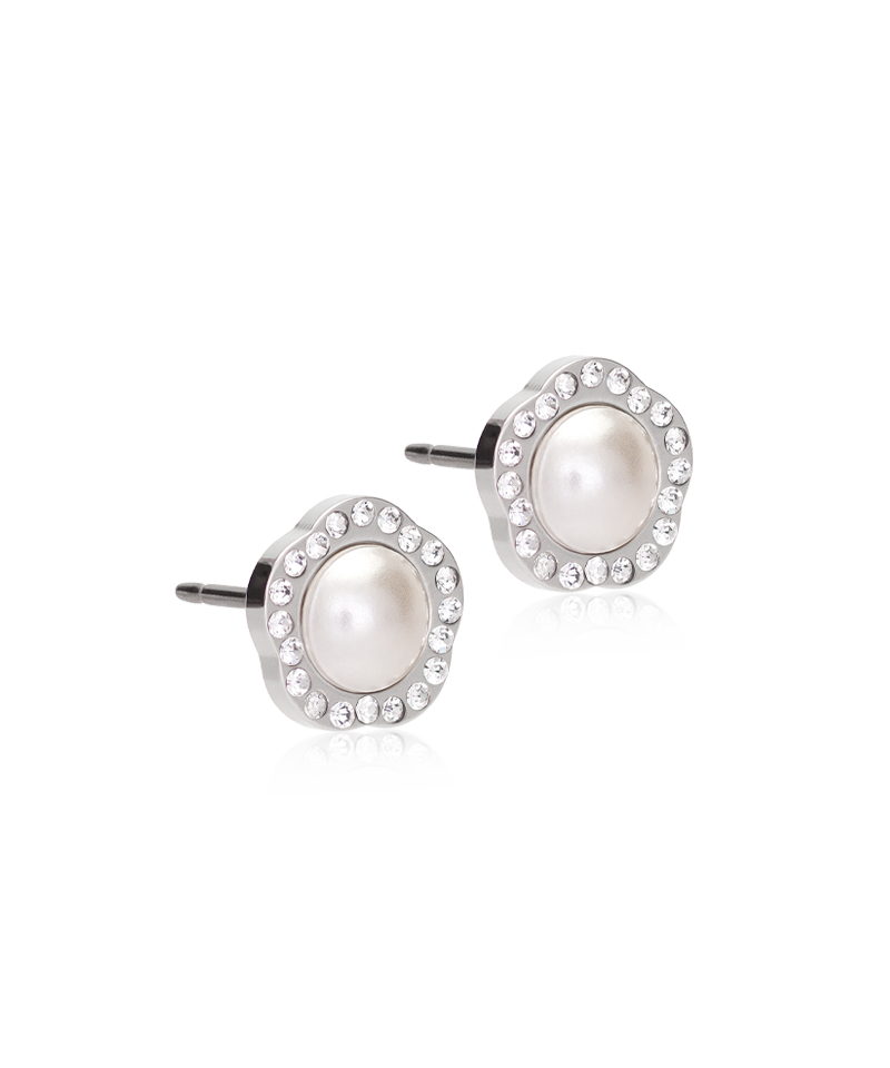 Blomdahl Titanium Studs Fancy Pearl with Crystal – 8 mm