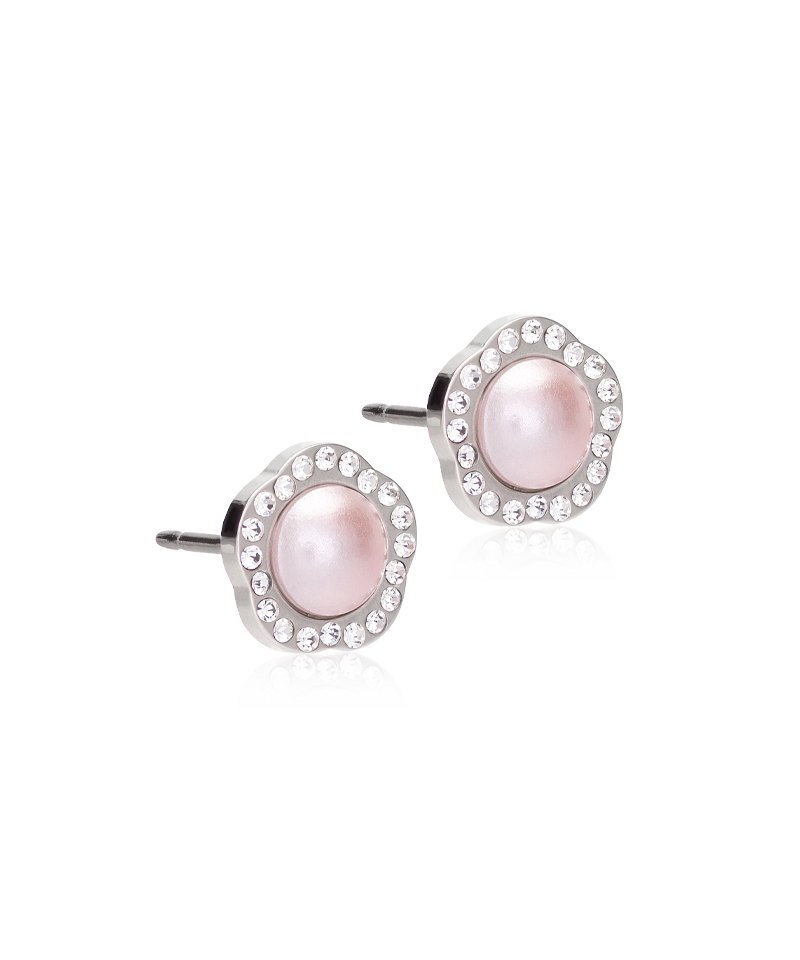 Blomdahl Titanium Studs Fancy Light Pink Pearl with Crystal – 8 mm