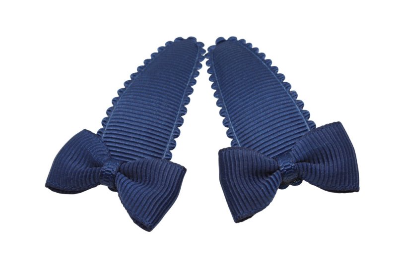 Peuter/kleuter haarspeldjes met strikjes - donker blauw - Staartjes en Strikjes