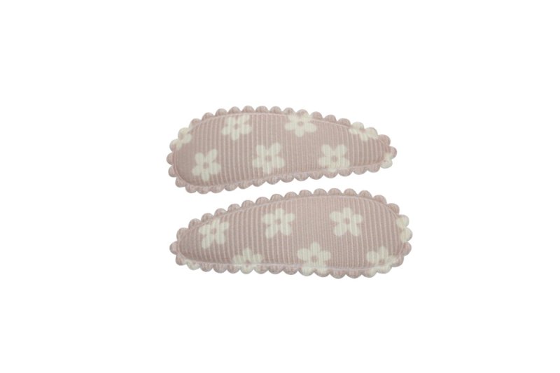 Peuter/kleuter haarspeldjes - Vanillebruin met creme bloemetjes - Staartjes en Strikjes