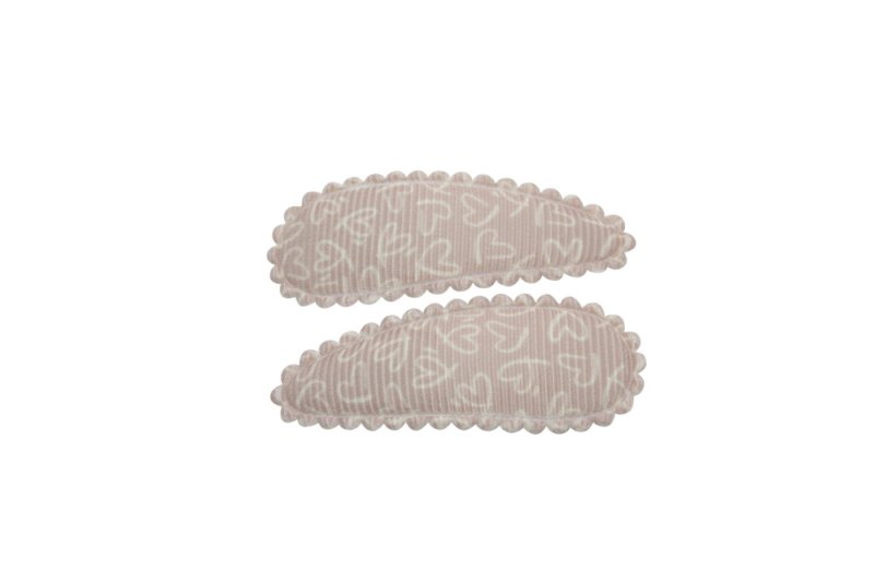 Peuter/kleuter haarspeldjes - Vanillebruin met cremekleurige hartjes - Staartjes en Strikjes