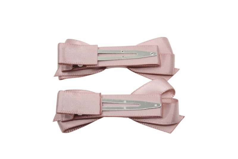 Setje alligator haarspeldjes met satijn strikje antique mauve - Staartjes en Strikjes