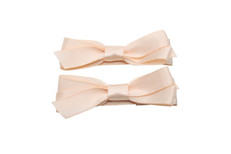 Setje alligator haarspeldjes met satijn strikje licht zalm/peach - Staartjes en Strikjes