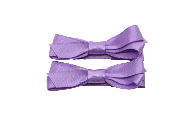 Setje alligator haarspeldjes met satijn strikje paars - Staartjes en Strikjes
