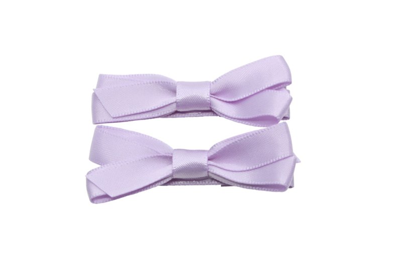 Setje alligator haarspeldjes met satijn strikje zacht paars - Staartjes en Strikjes