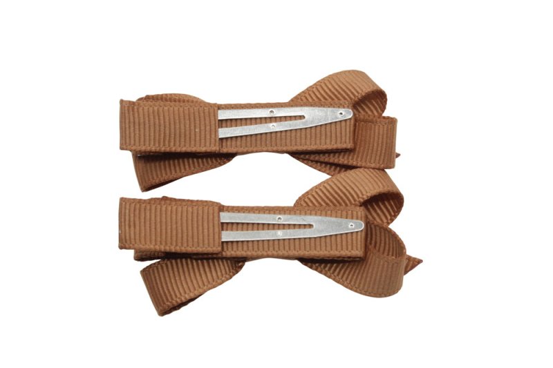 Setje alligator haarspeldjes met strikje chipmunck bruin - Staartjes en Strikjes