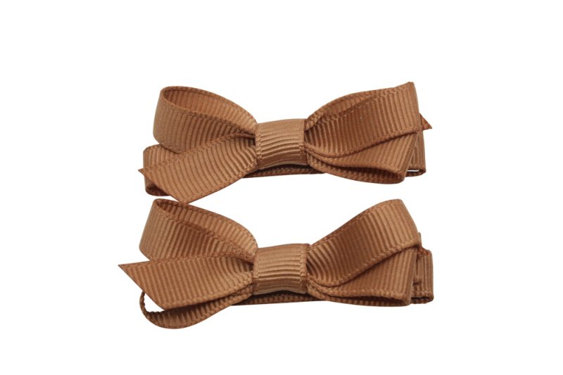 Setje alligator haarspeldjes met strikje chipmunck bruin - Staartjes en Strikjes