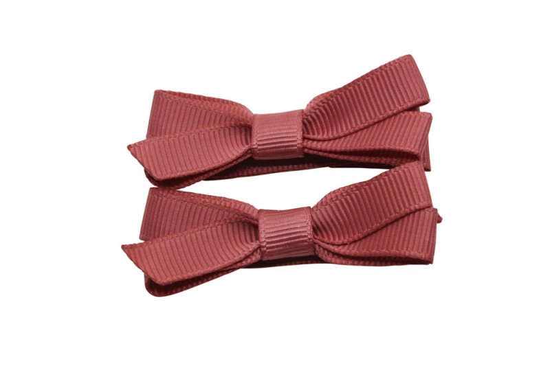 Setje alligator haarspeldjes met strikje cinnabar red - Staartjes en Strikjes