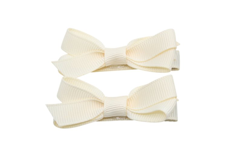 Setje alligator haarspeldjes met strikje creme - Staartjes en Strikjes