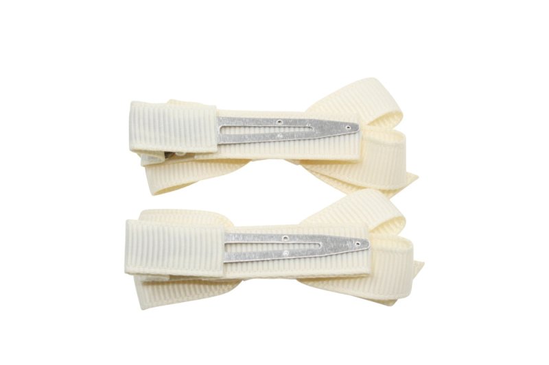 Setje alligator haarspeldjes met strikje creme - Staartjes en Strikjes