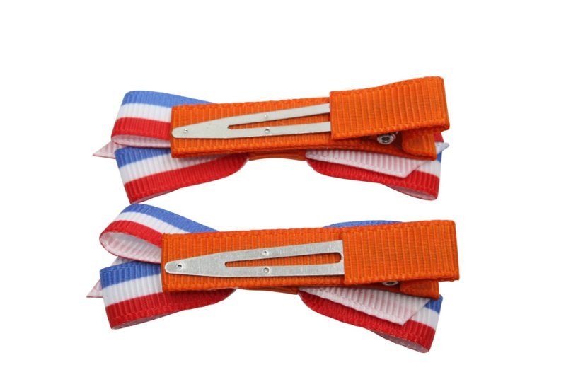 Setje alligator haarspeldjes met strikje "Holland" - Staartjes en Strikjes