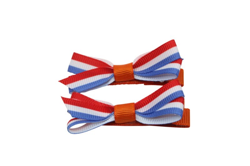 Setje alligator haarspeldjes met strikje "Holland" - Staartjes en Strikjes