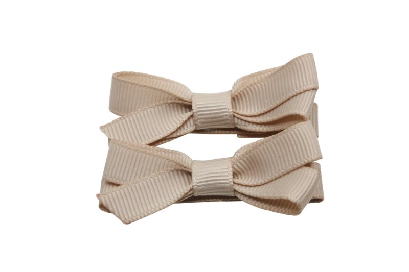 Setje alligator haarspeldjes met strikje tan bruin - Staartjes en Strikjes