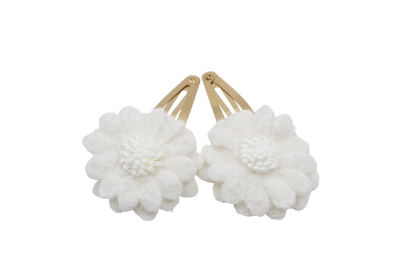 Setje goudkleurige haarspeldjes Fleur - wit - Staartjes en Strikjes