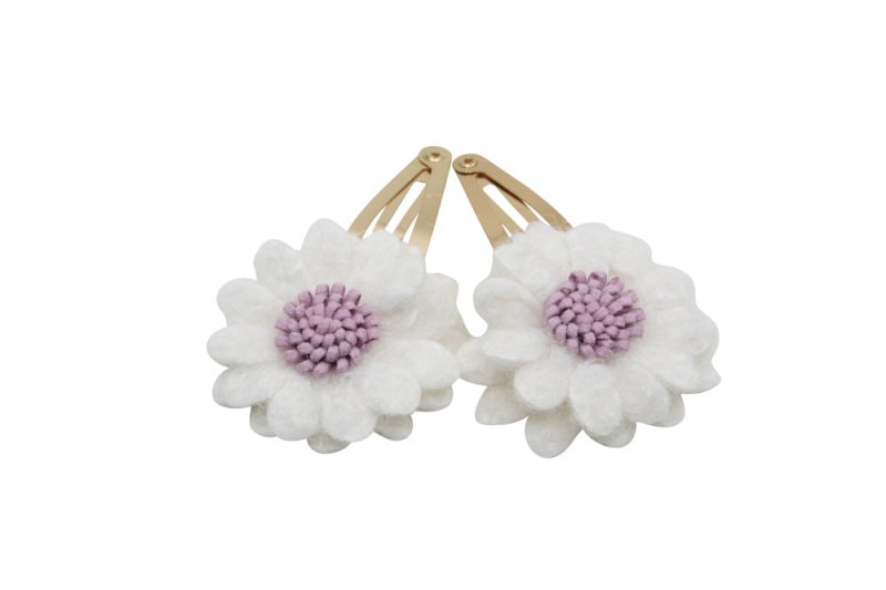 Setje goudkleurige haarspeldjes Fleur - wit/paars - Staartjes en Strikjes