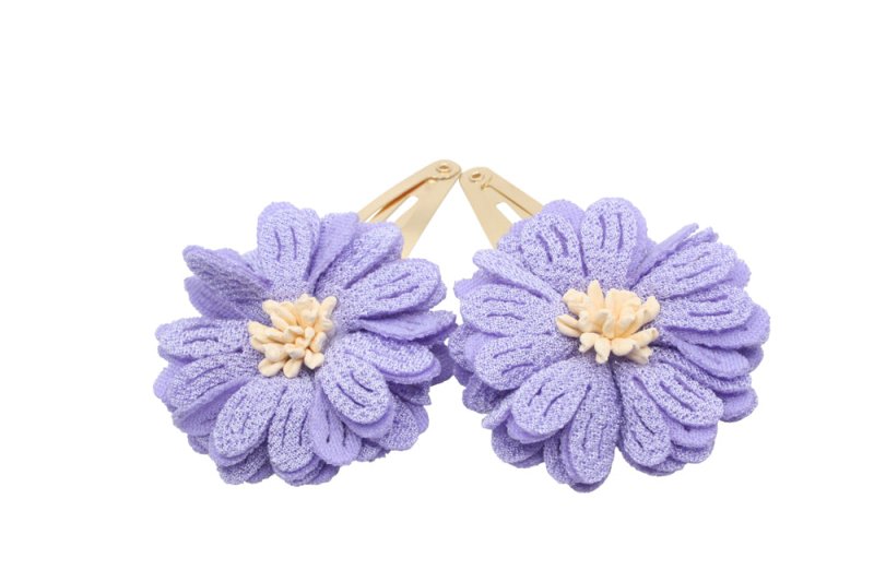 Setje goudkleurige haarspeldjes met paarse bloemetjes - Staartjes en Strikjes