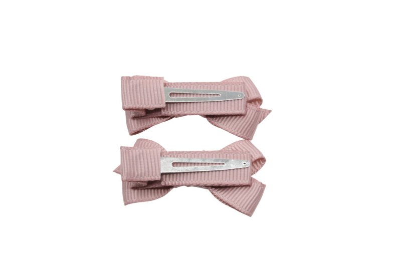 Setje kleine alligator haarspeldjes met strikje antique mauve - Staartjes en Strikjes