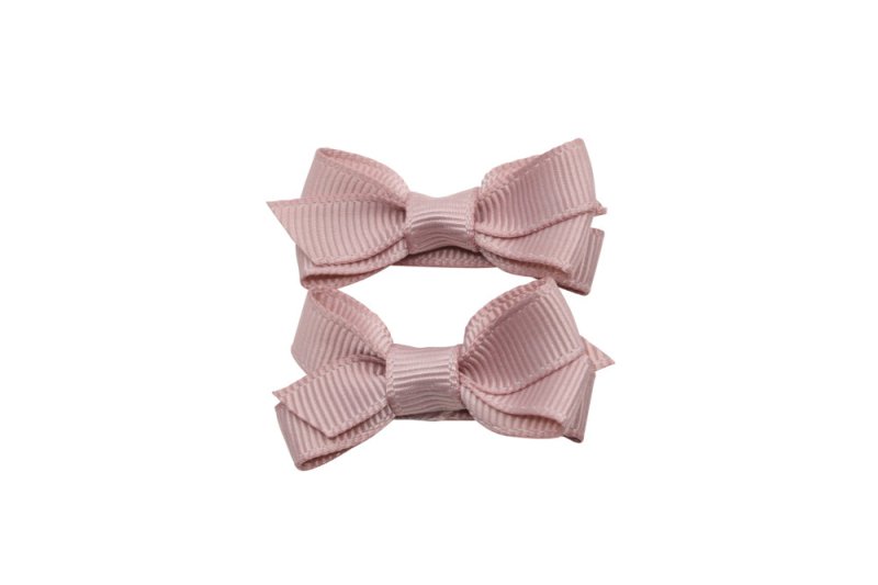 Setje kleine alligator haarspeldjes met strikje antique mauve - Staartjes en Strikjes