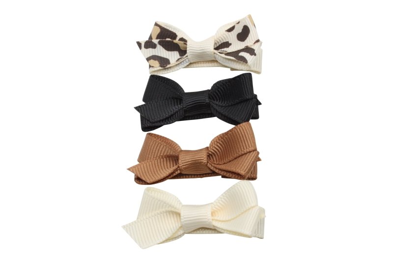 Setje kleine alligator haarspeldjes met strikje Lieke - Staartjes en Strikjes