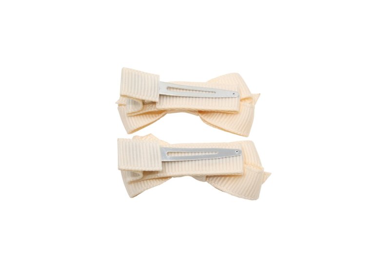 Setje kleine alligator haarspeldjes met strikje nude - Staartjes en Strikjes