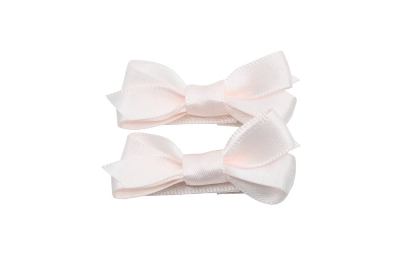 Setje kleine alligator haarspeldjes met strikje satijn sideshow rose - Staartjes en Strikjes