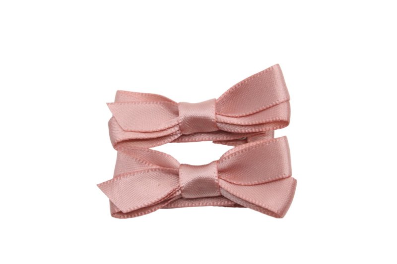 Setje kleine alligator haarspeldjes met strikje satijn sweet nectar - Staartjes en Strikjes