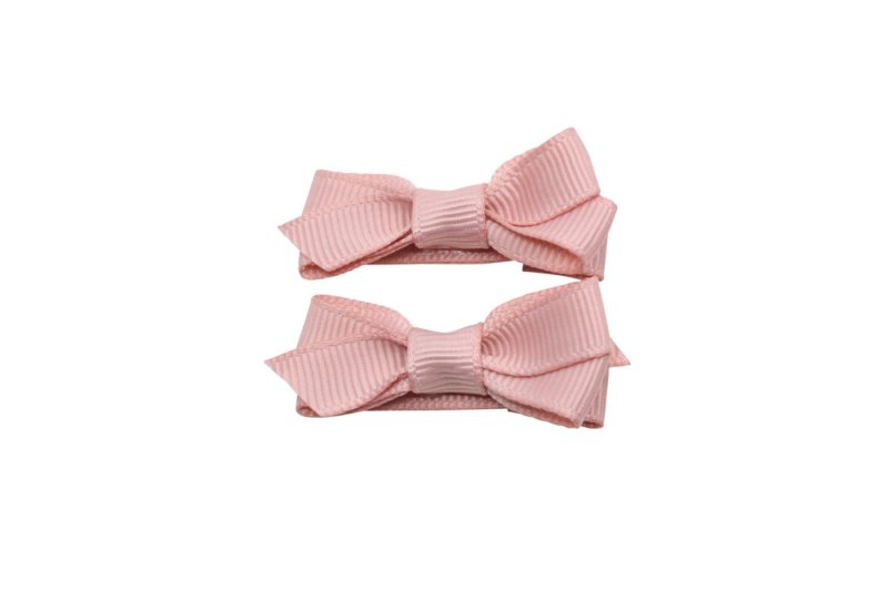 Setje kleine alligator haarspeldjes met strikje sweet nectar - Staartjes en Strikjes