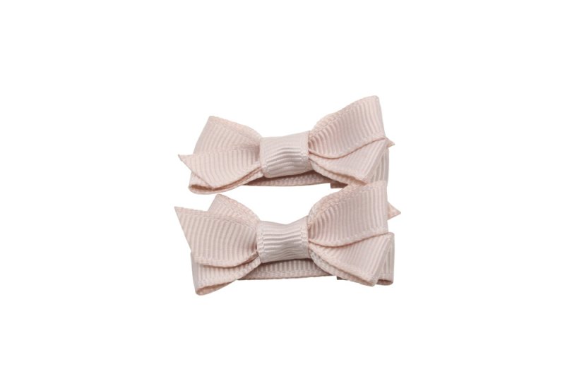 Setje kleine alligator haarspeldjes met strikje vanille - Staartjes en Strikjes