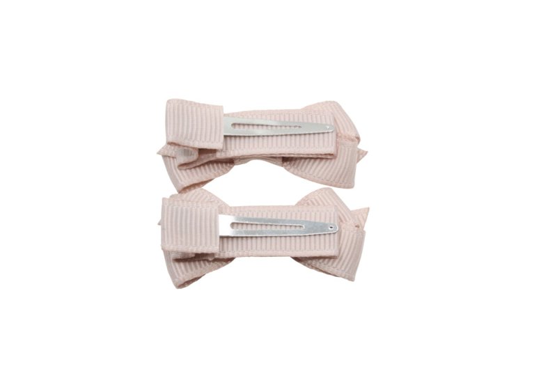 Setje kleine alligator haarspeldjes met strikje vanille - Staartjes en Strikjes