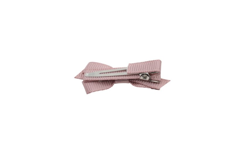 Setje mini alligator haarspeldjes met strikje antique mauve - Staartjes en Strikjes