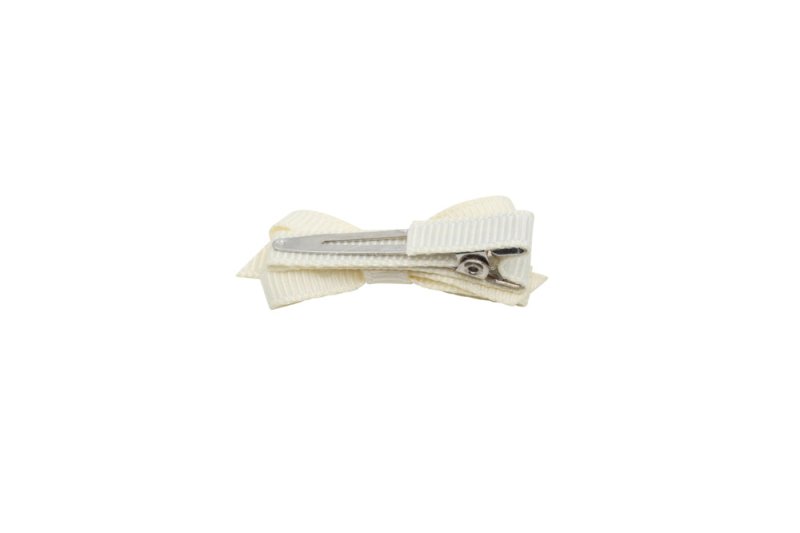 Setje mini alligator haarspeldjes met strikje creme - Staartjes en Strikjes