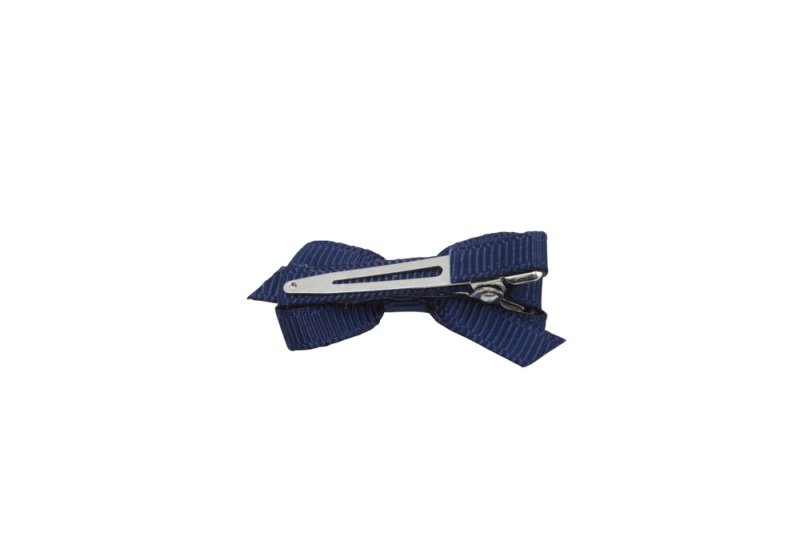 Setje mini alligator haarspeldjes met strikje donkerblauw - Staartjes en Strikjes