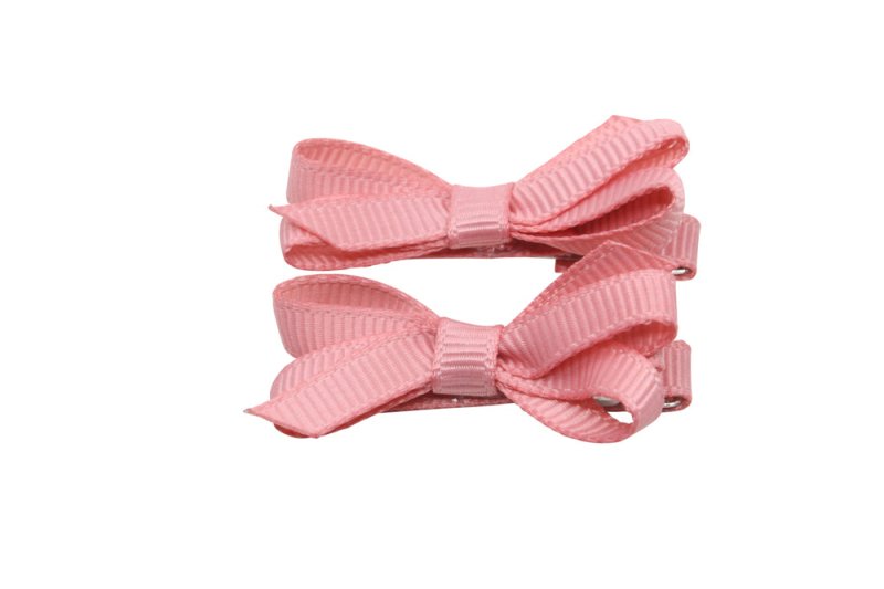 Setje mini alligator haarspeldjes met strikje - dusty rose - Staartjes en Strikjes