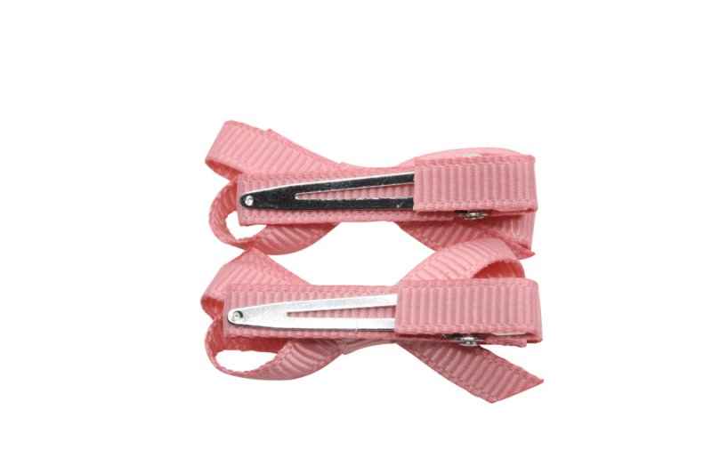Setje mini alligator haarspeldjes met strikje - dusty rose - Staartjes en Strikjes
